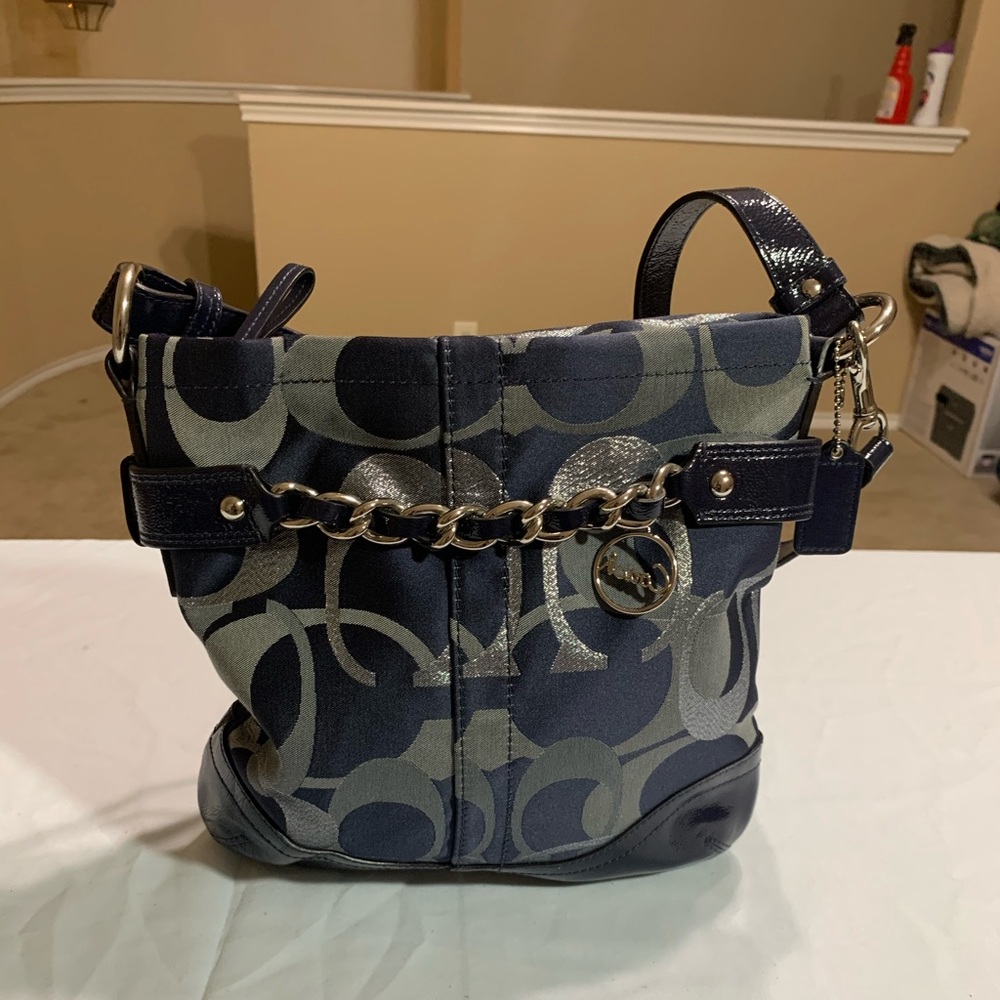 COACH NAVY DENIM BLUE SHOULDER DUFFLE PURSE
